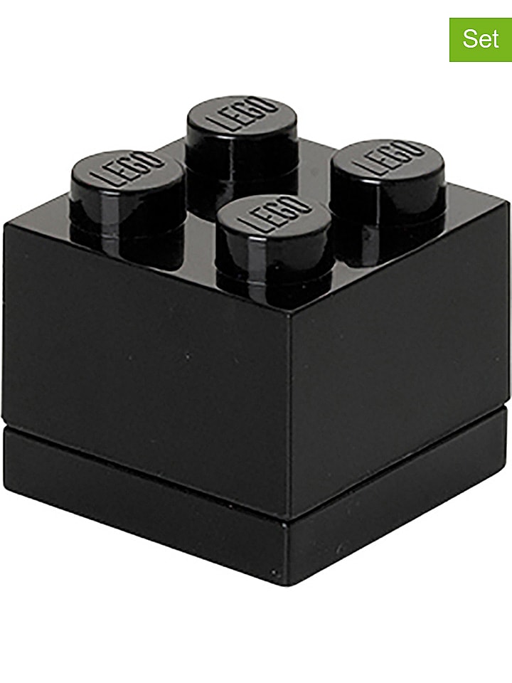 LEGO Pojemniki (3 szt.) "Mini 4" w kolorze czarnym - 4,6 x 4,3 x 4,6 cm rozmiar: onesize