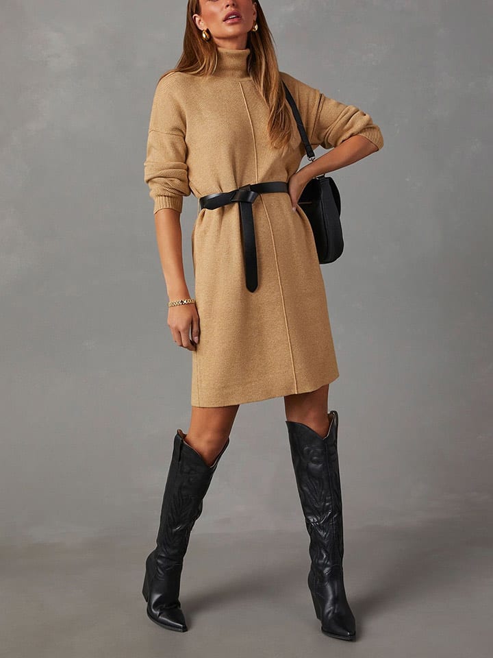 Milan Kiss Sukienka dzianinowa w kolorze beżowym rozmiar: S