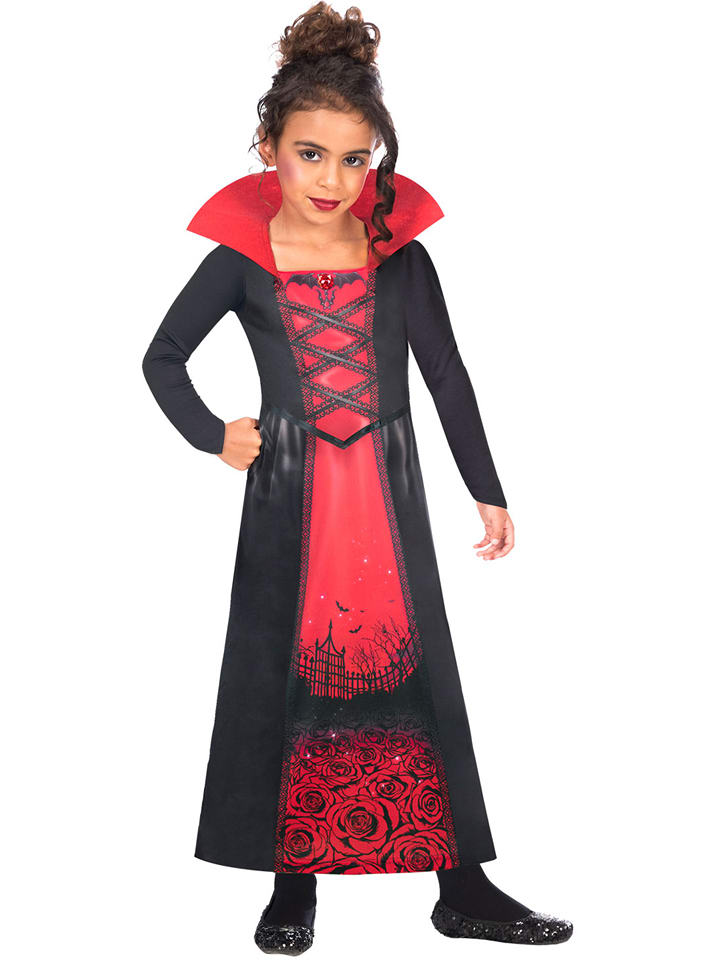 amscan Sukienka kostiumowa "Rose Vampiress" w kolorze czarno-czerwonym rozmiar: 128-140