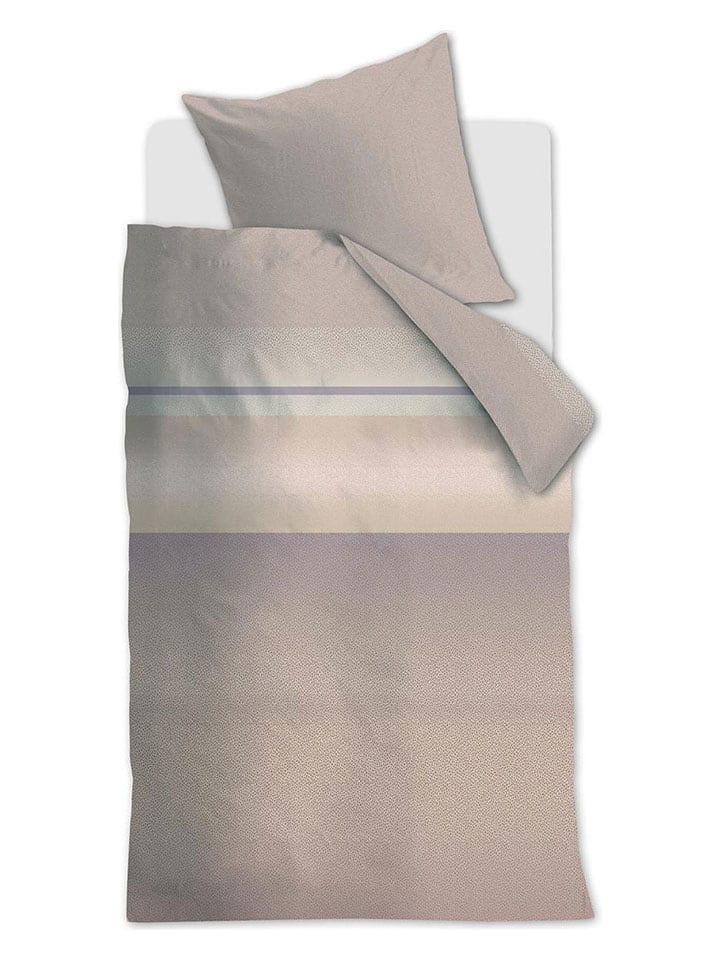 Beddinghouse Komplet pościeli satynowej "Lenny" w kolorze beżowo-fioletowym rozmiar: 200x200/220 cm