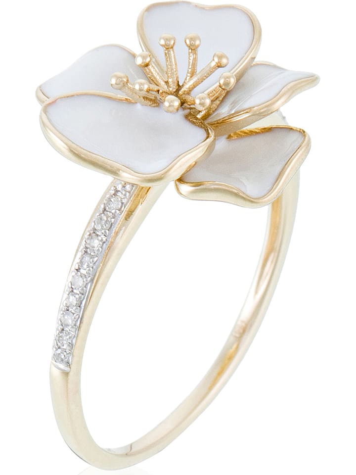 DIAMANTA Złoty pierścionek "Orchidée" z diamentami rozmiar: 58