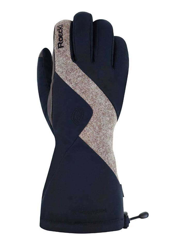 Roeckl SPORTS Rękawiczki narciarskie "Serfaus" w kolorze beżowo-czarnym rozmiar: 10,5