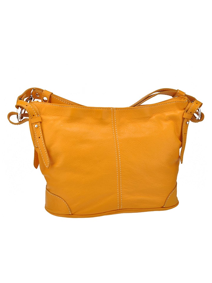 ORE10 Skórzana torebka "Roers" w kolorze musztardowym - 34 x 24 x 12 cm rozmiar: onesize