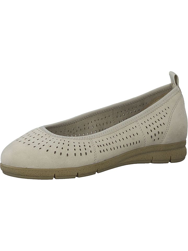 Tamaris Skórzane baleriny w kolorze beżowym rozmiar: 41