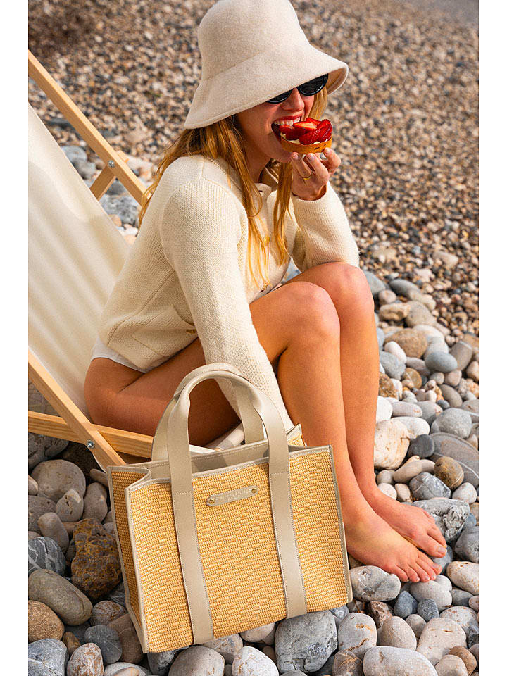 maison héritage PARIS Skórzana torebka "Milo" w kolorze beżowym - 36 x 27 x 18 cm rozmiar: onesize