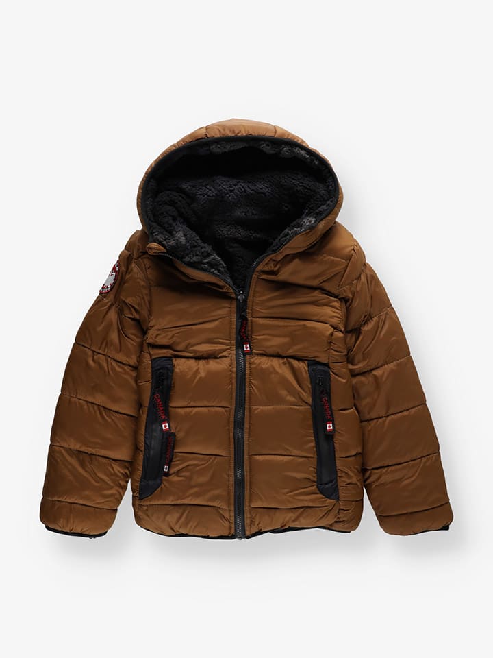 CANADA weather gear Dwustronna kurtka zimowa w kolorze jasnobrązowo-czarnym rozmiar: 158/164