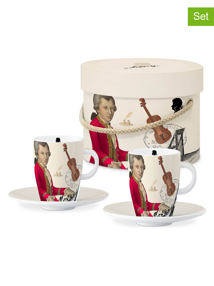 ppd Filiżanki (2 szt.) "Mozarteum" w kolorze czerwono-kremowym do espresso - 80 ml rozmiar: onesize