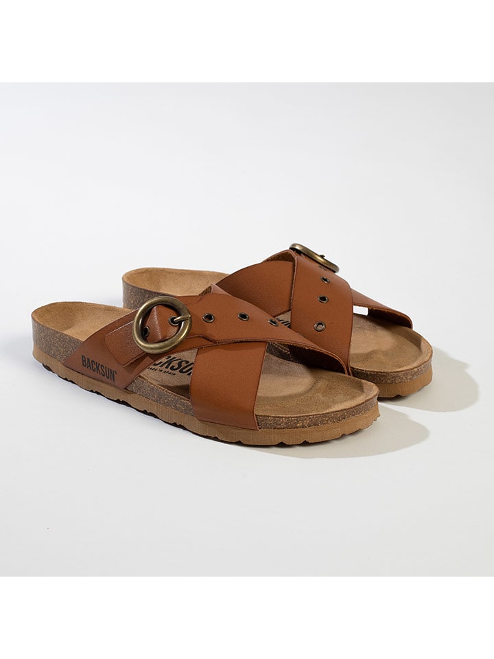 BACKSUN Klapki "Bari" w kolorze jasnobrązowym rozmiar: 42