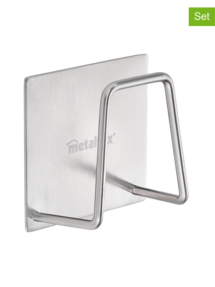 metaltex Uchwyty (2 szt.) w kolorze srebrnym do gąbek - 5 x 5 cm rozmiar: onesize