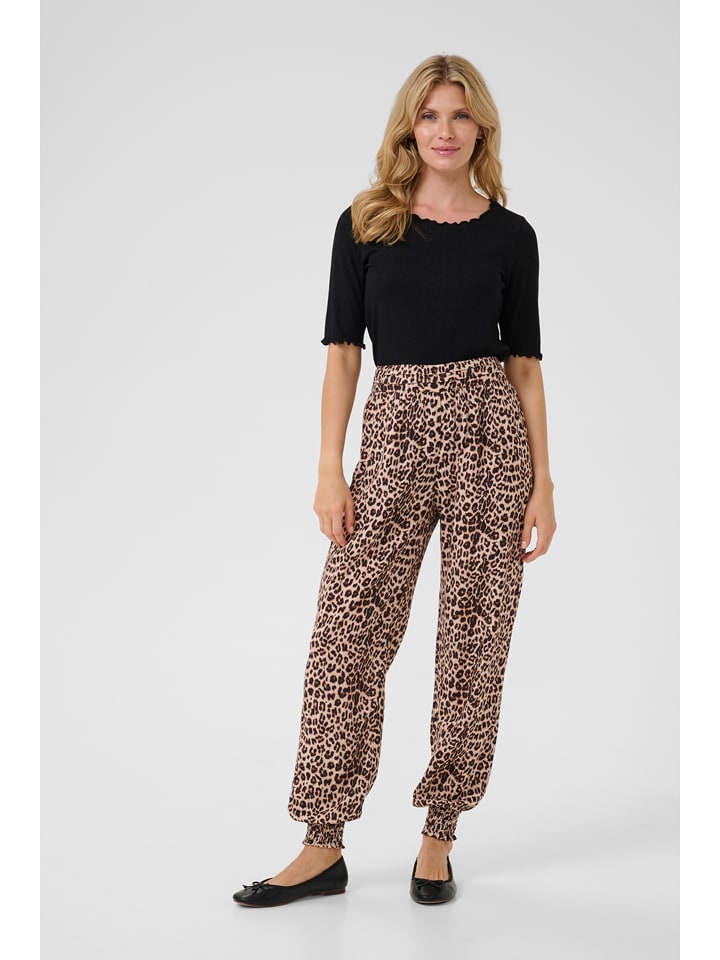 Kaffe Spodnie w kolorze beżowo-brązowym rozmiar: 44