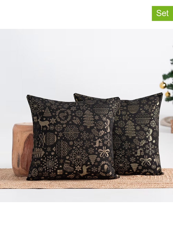 GAMUSI Poszewki (2 szt.) "Candy" w kolorze złoto-czarnym na poduszkę rozmiar: 45x45 cm