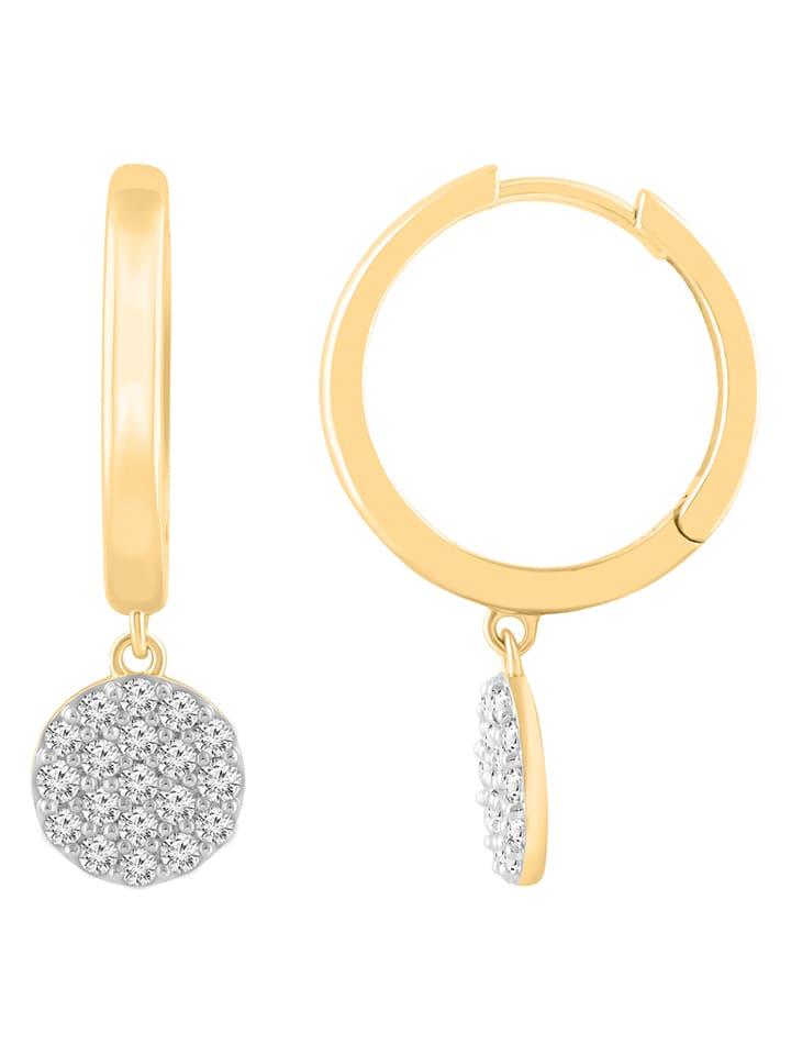 Diamonds lab grown Złote kolczyki-kreole z diamentami rozmiar: onesize