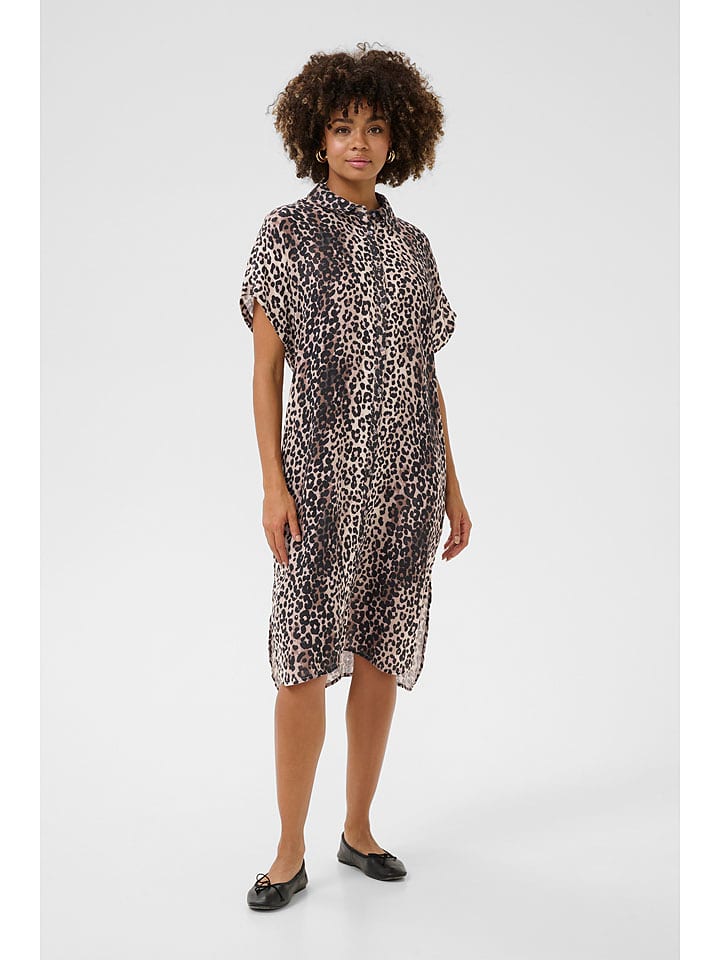 CULTURE Sukienka w kolorze jasnobrązowo-czarnym rozmiar: M