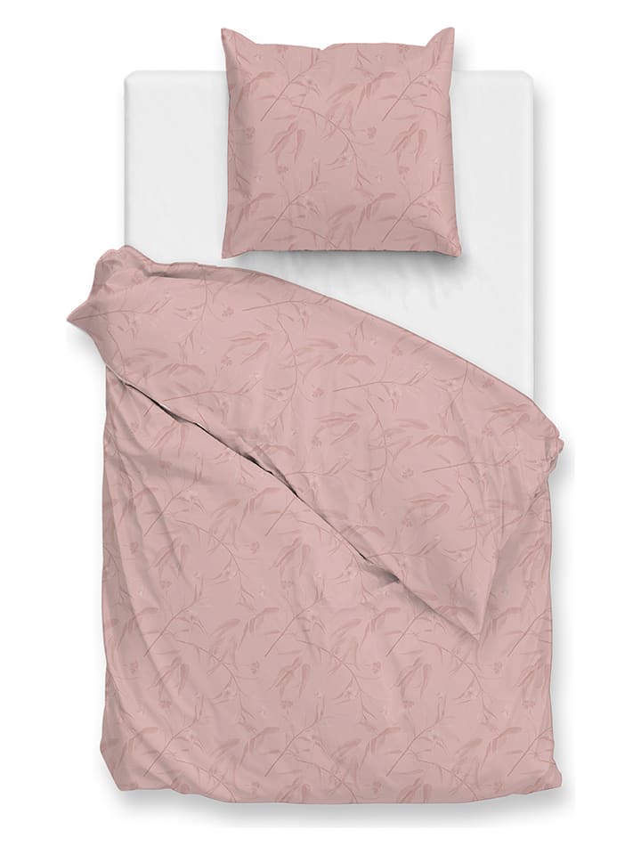 Zo!Home Komplet pościeli satynowej "Fiori" w kolorze jasnoróżowym rozmiar: 200x220 cm