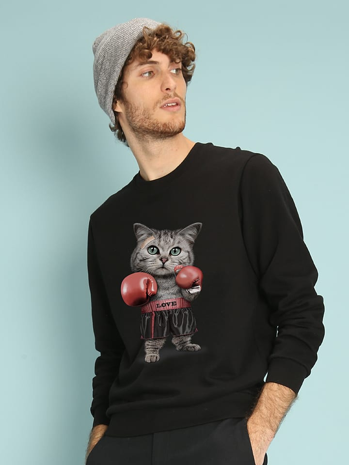 WOOOP Bluza "Boxing Cat" w kolorze czarnym rozmiar: S