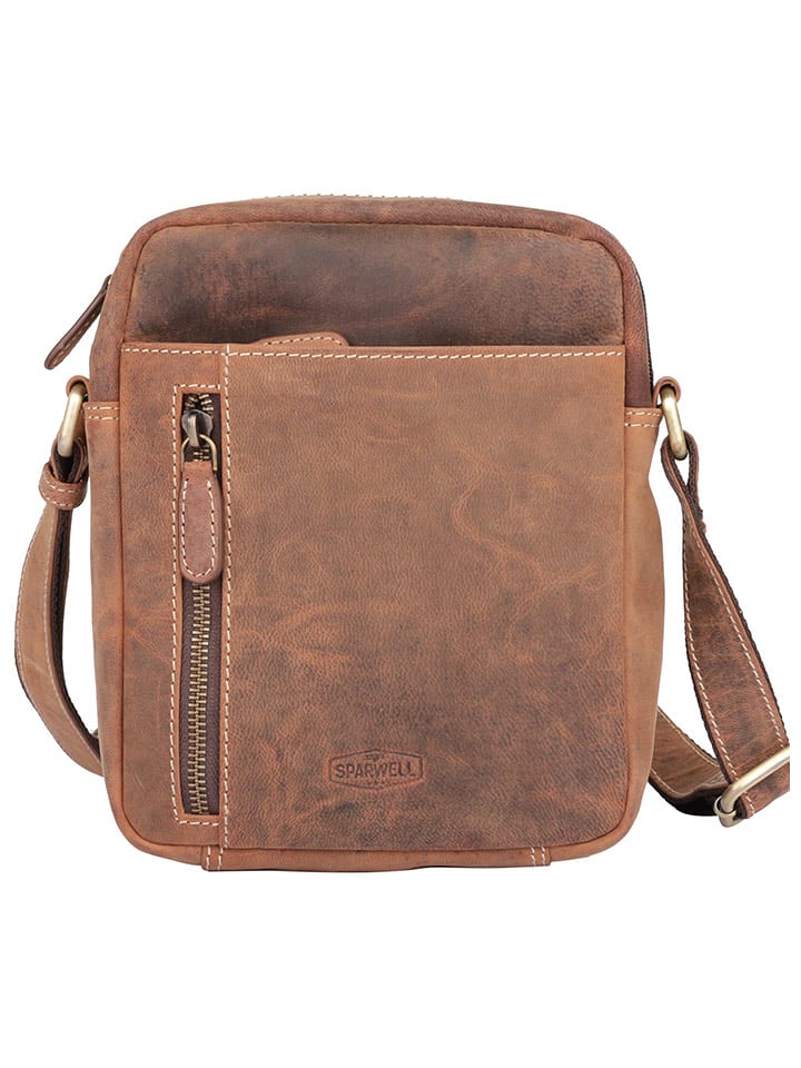 SPARWELL Skórzana torebka "Bradley" w kolorze jasnobrązowym - 21 x 23 x 2 cm rozmiar: onesize