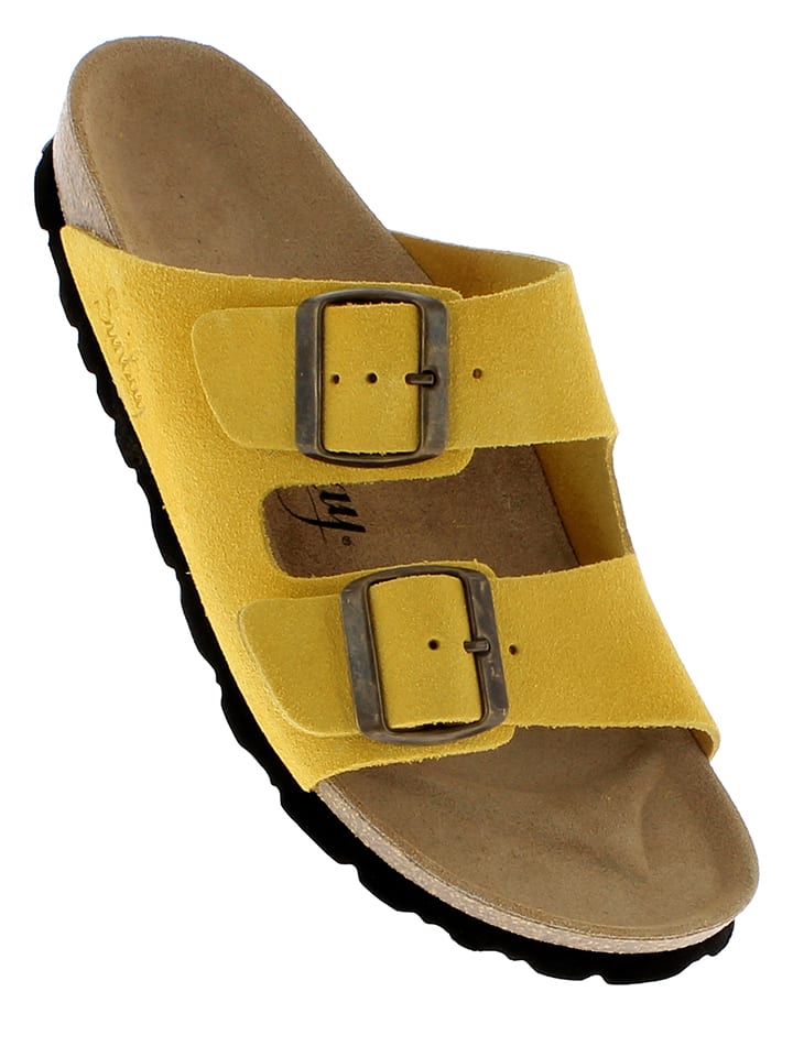Sunbay Skórzane klapki "Trefle" w kolorze żółtym rozmiar: 40