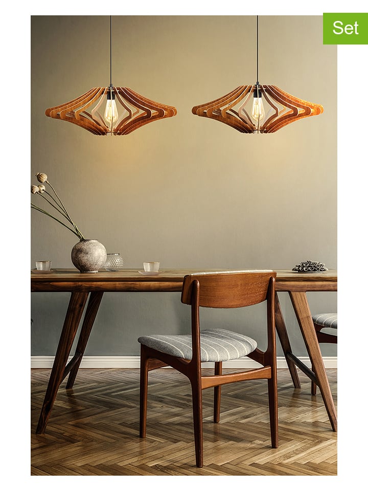 Opviq Lampy wiszące (2 szt.) w kolorze jasnobrązowym - Ø 47 cm rozmiar: onesize