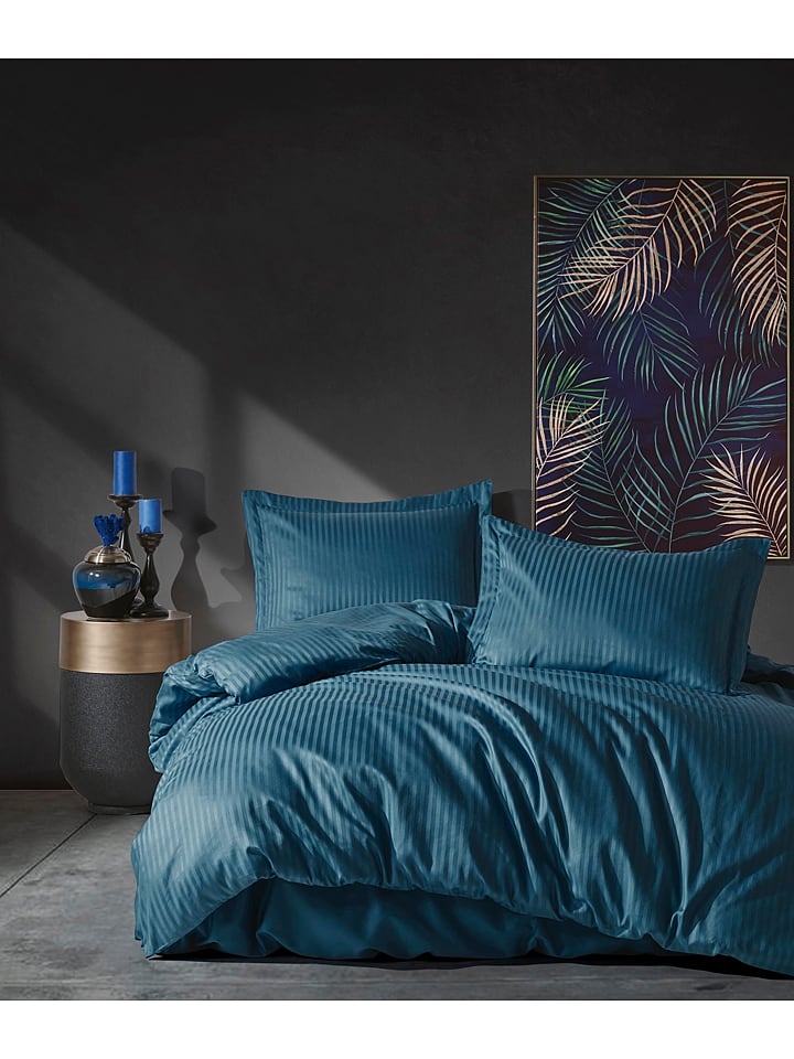 Colourful Cotton Komplet pościeli satynowej w kolorze morskim rozmiar: 240x220 cm