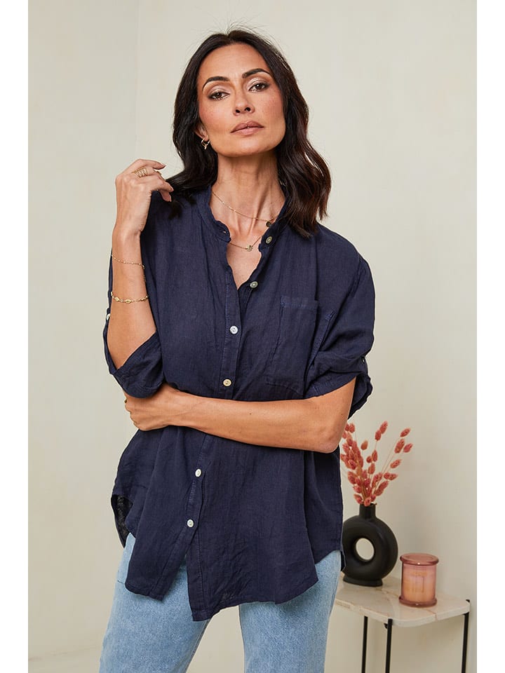 Le Monde du Lin Lniana koszula w kolorze granatowym rozmiar: 34/36