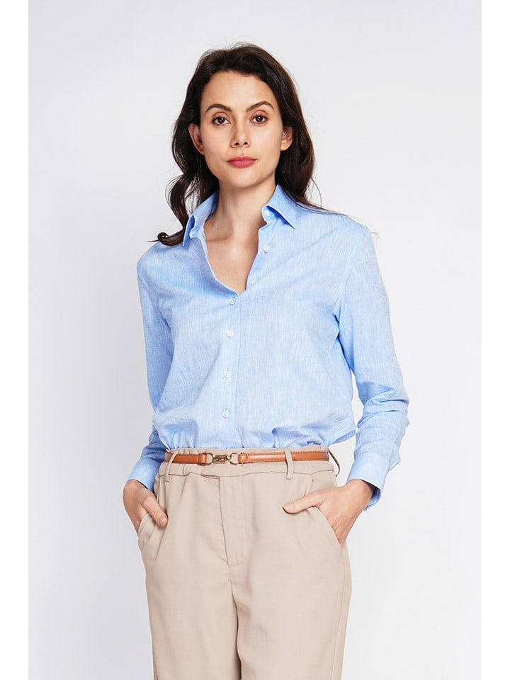 ASSUILI Lniana koszula w kolorze błękitnym rozmiar: 36