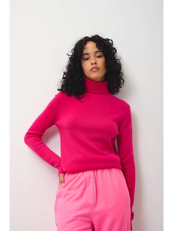 AUTHENTIC CASHMERE Kaszmirowy golf "Bise" w kolorze różowym rozmiar: M