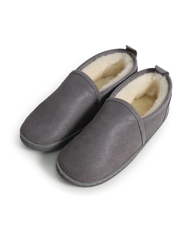 Kaiser Naturfellprodukte Kapcie wełniane "Helsinki" w kolorze szarym rozmiar: 36