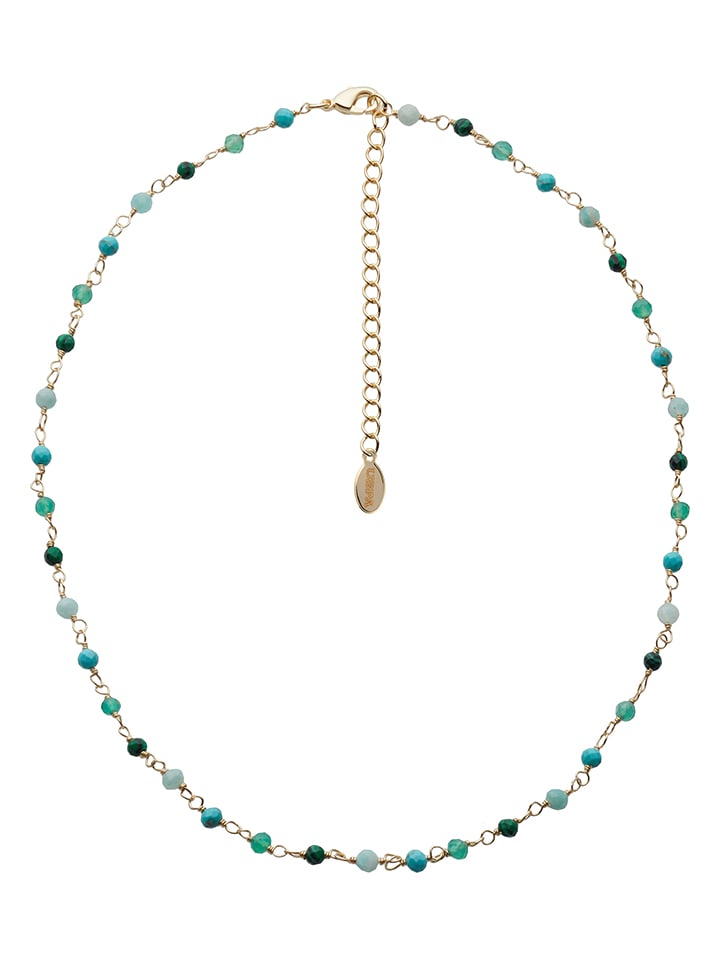 U.S. Polo Assn. Pozłacany naszyjnik z kamieniami szlachetnymi - dł. 36,5 cm rozmiar: onesize