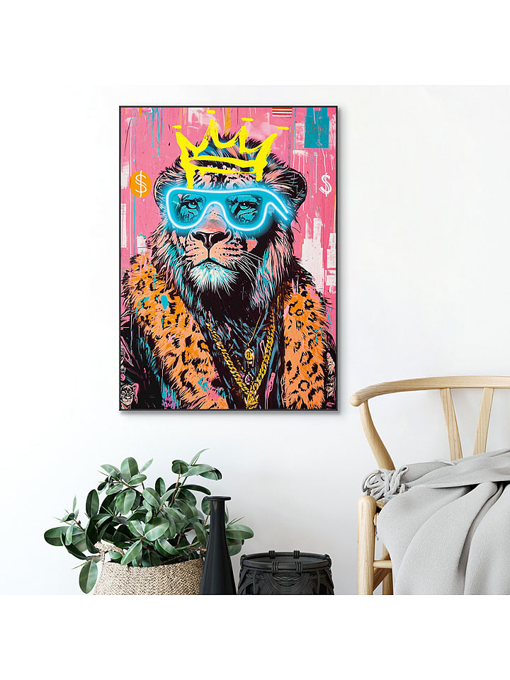 Orangewallz Druk artystyczny "Neon King" w ramce rozmiar: 50x70 cm