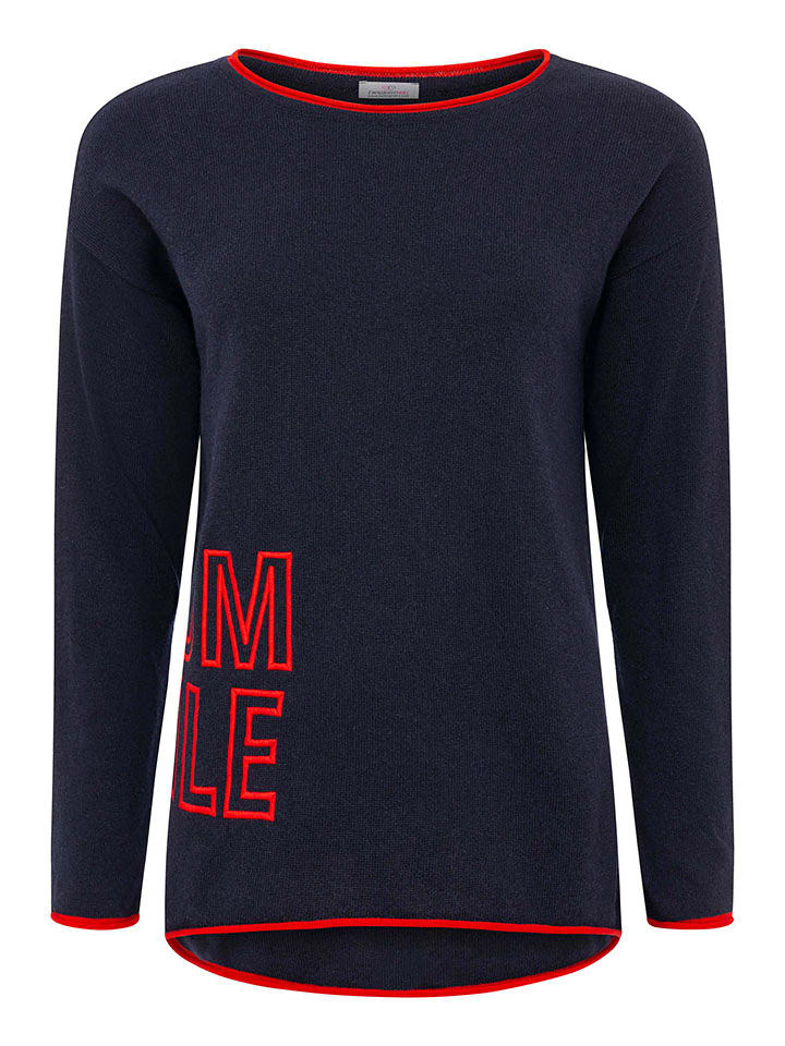 Zwillingsherz Sweter "SMILE" w kolorze granatowym rozmiar: L
