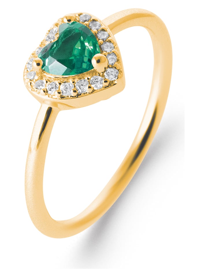 L'Atélier Précieux Pozłacany pierścionek z cyrkoniami rozmiar: 54