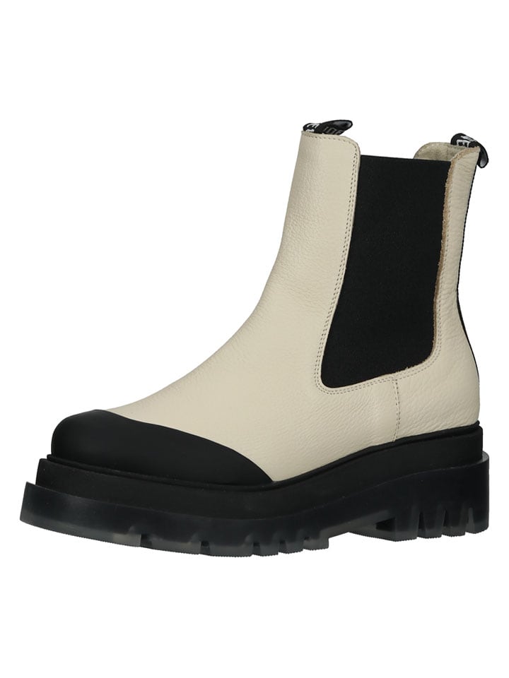 Steve Madden Skórzane sztyblety w kolorze kremowo-czarnym rozmiar: 39