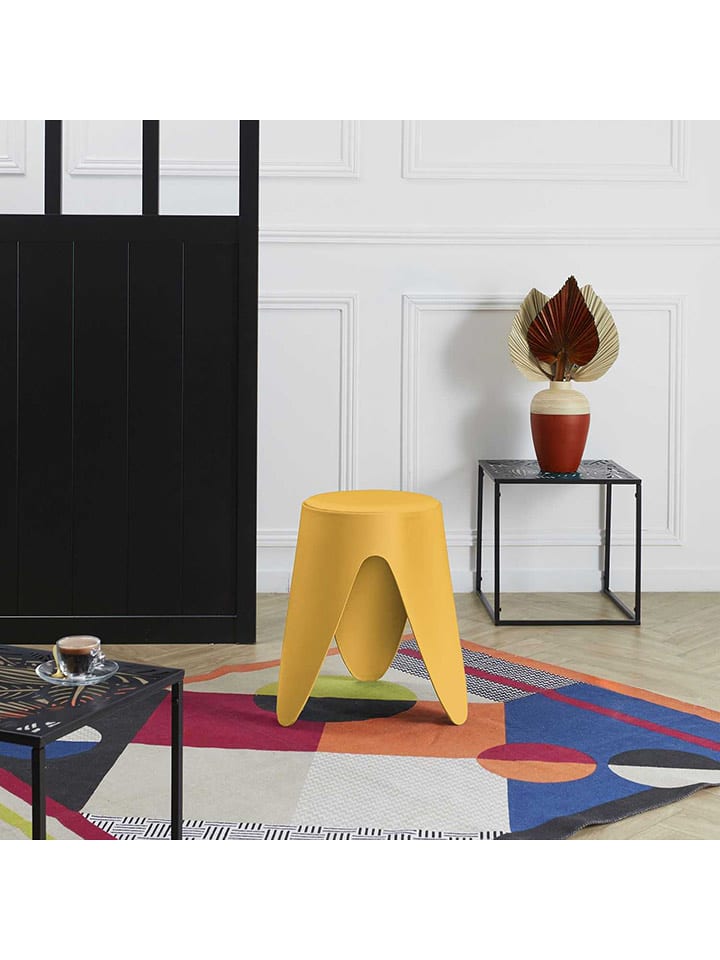 Rétro Chic Hocker "Eve" w kolorze żółtym - wys. 46 x Ø 30 cm rozmiar: onesize