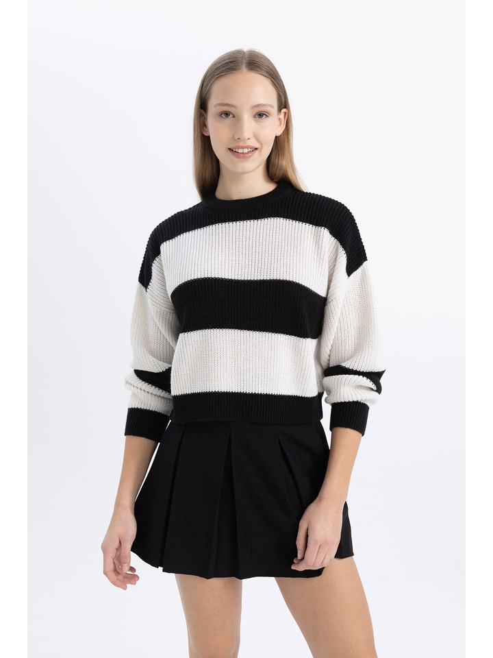 DeFacto Sweter w kolorze czarno-białym rozmiar: L