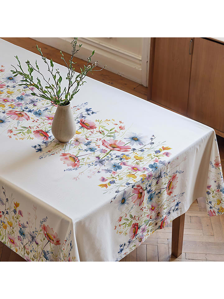 Mint Rugs Obrus "Floral And Tropical Daina" w kolorze biało-jasnoróżowo-niebieskim rozmiar: 155x300 cm