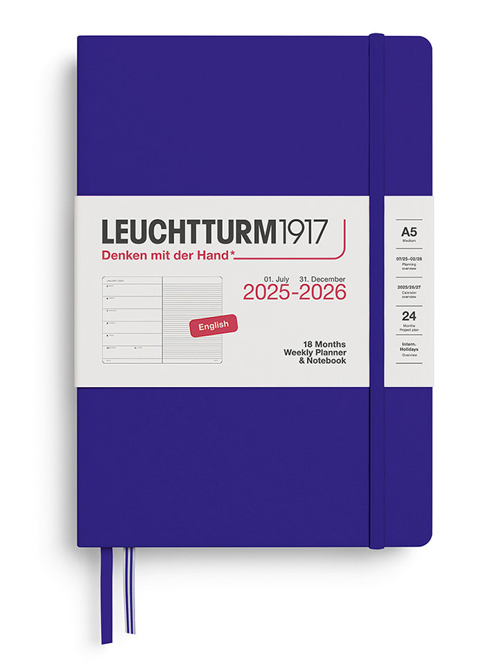 LEUCHTTURM1917 Notatnik w kolorze granatowym z kalendarzem - A5 rozmiar: onesize