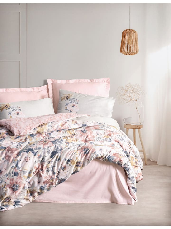Colourful Cotton Komplet pościeli satynowej w kolorze jasnoróżowym ze wzorem rozmiar: 135x200 cm
