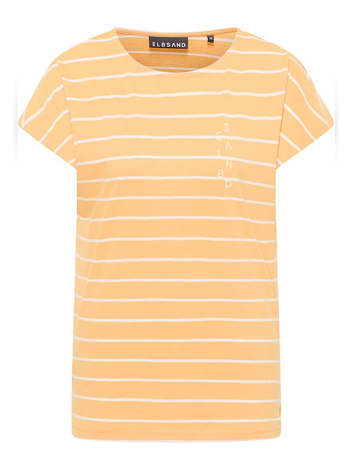 ELBSAND Koszulka "Selma" w kolorze pomarańczowo-białym rozmiar: XL
