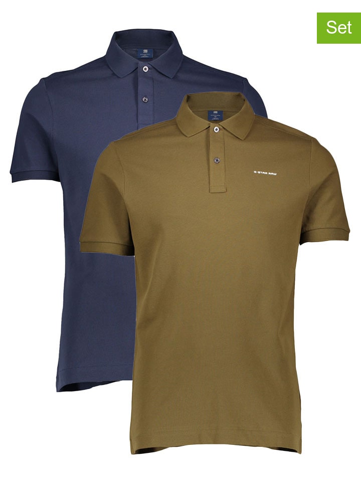 G-Star Koszulki polo (2 szt.) w kolorze oliwkowym i granatowym rozmiar: M