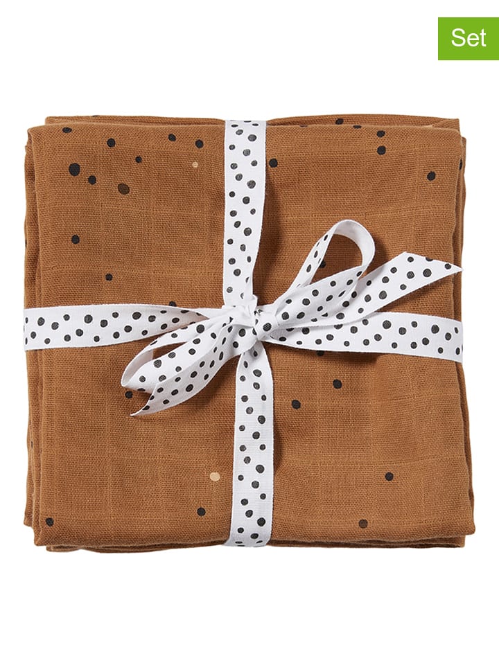 done by deer Chustki muślinowe (2 szt.) w kolorze musztardowym - 70 x 70 cm rozmiar: onesize