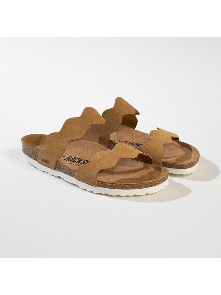 BACKSUN Skórzane klapki "Sechura" w kolorze jasnobrązowym rozmiar: 38