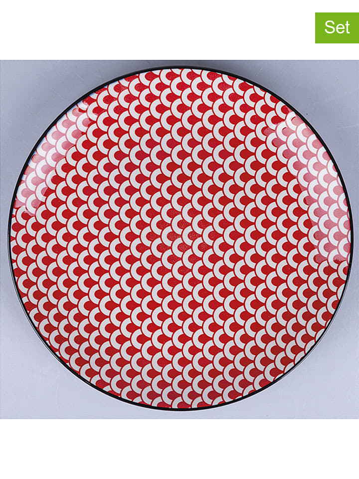 Villa d´Este Talerze obiadowe (6 szt.) "Confusion" w kolorze czerwonym - Ø 26,5 cm rozmiar: onesize