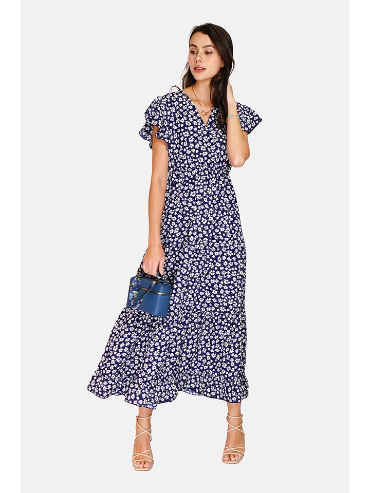 ASSUILI Sukienka w kolorze biało-granatowym rozmiar: 36