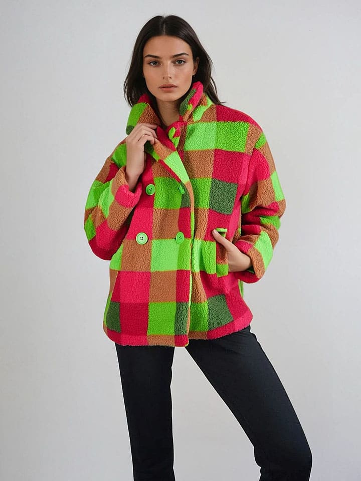 Monki Kurtka przejściowa w kolorze czerwono-zielonym rozmiar: S