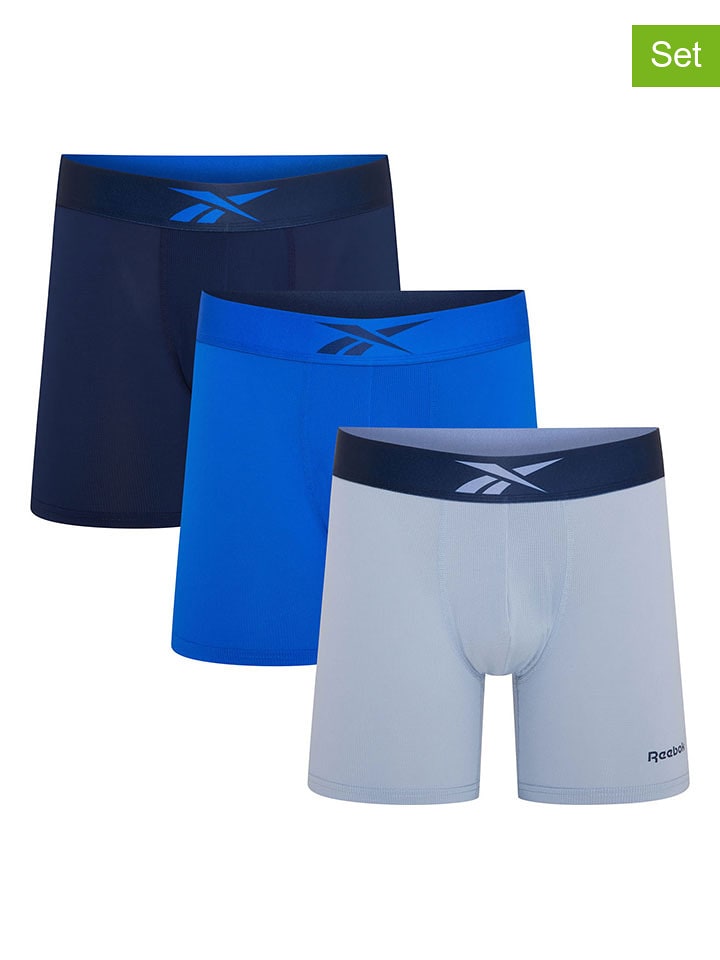 Reebok Bokserki (3 pary) "Rey" w kolorze niebieskim rozmiar: M