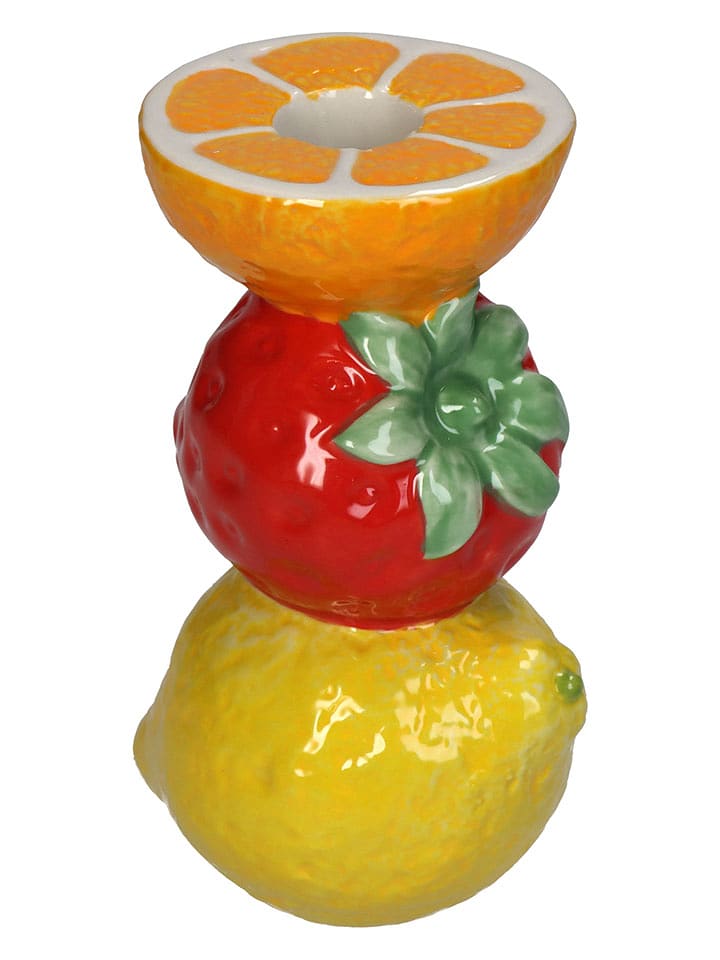 Kersten Świecznik "Fruits" w kolorze czerwono-żółtym ze wzorem - wys. 14 x Ø 9 cm rozmiar: onesize