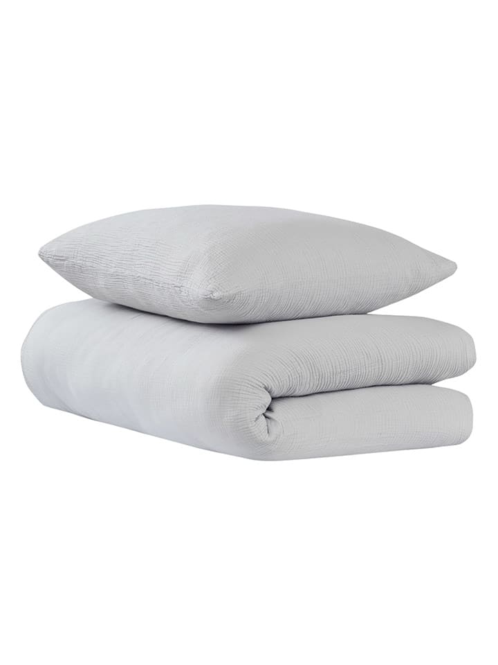 UNCOVER BY SCHIESSER Komplet pościeli muślinowej "Lennox" w kolorze jasnoszarym rozmiar: 135x200 cm