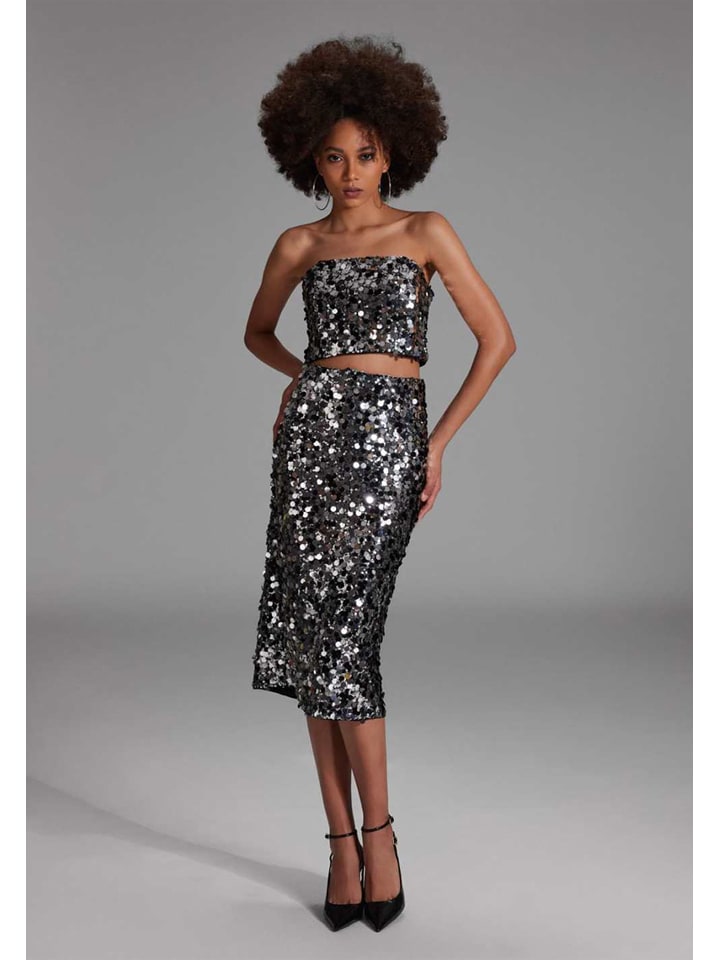 SWING Spódnica w kolorze srebrnym rozmiar: 40