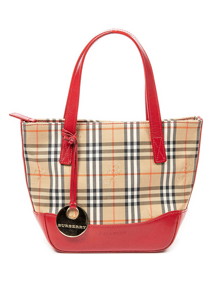 Burberry Torebka w kolorze beżowo-czerwonym - 16 x 17 x 8 cm rozmiar: onesize