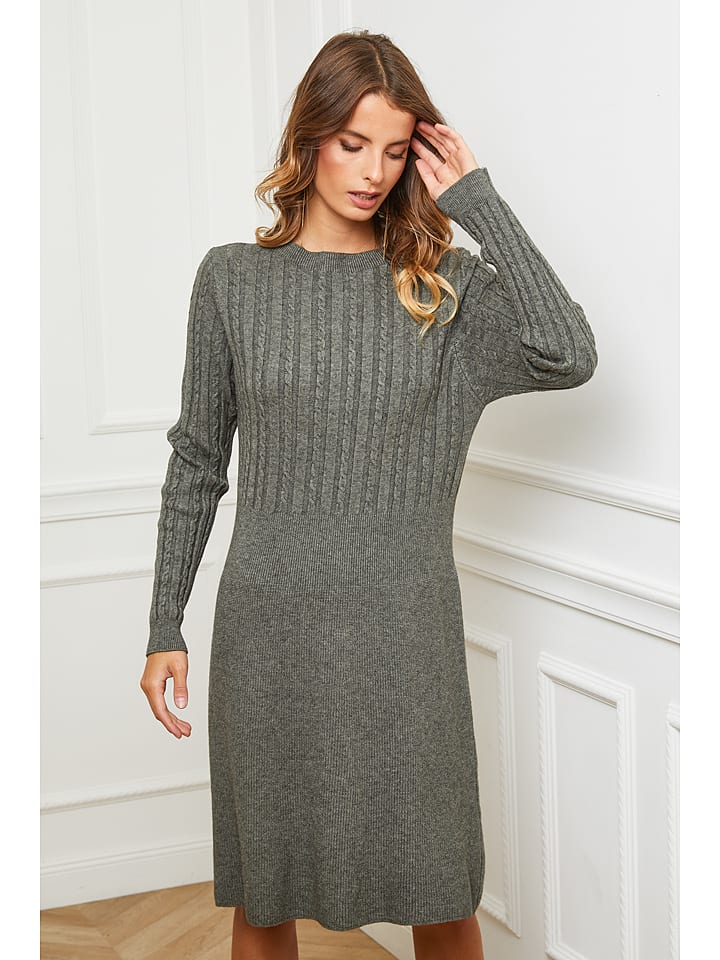 Joséfine Sukienka dzianinowa "Garcy" w kolorze oliwkowym rozmiar: L